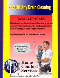 Save money by printing out this coupon. Any type of rooter work, any type of drain problem and any type of plumbing...we can help.